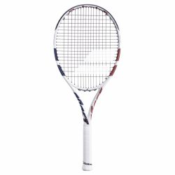 BABOLAT Boost Drive Tennis Racquet (White/Blue, Strung)