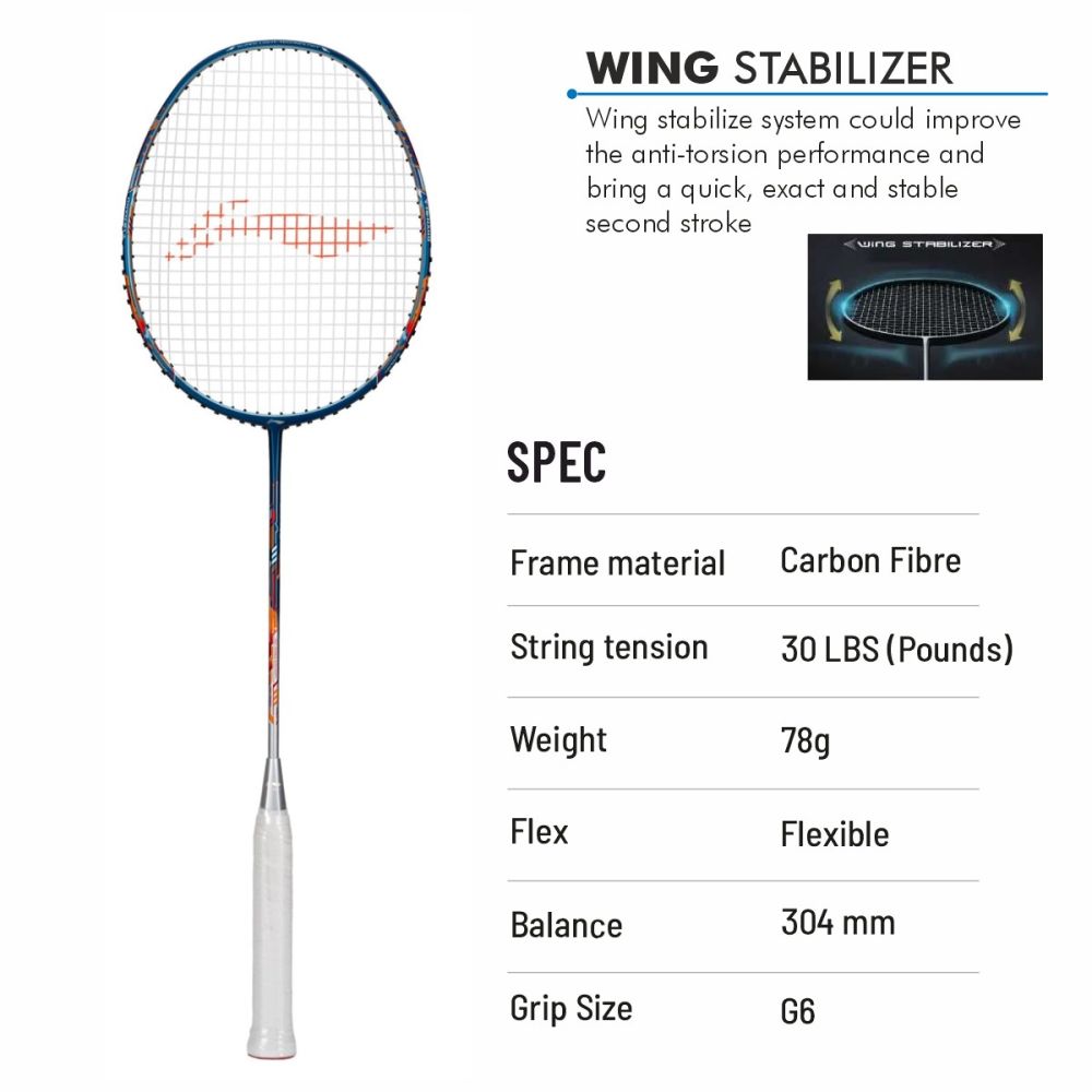 LI-NING Air-Force 78 G3 Badminton Racquet (Navy/Silver