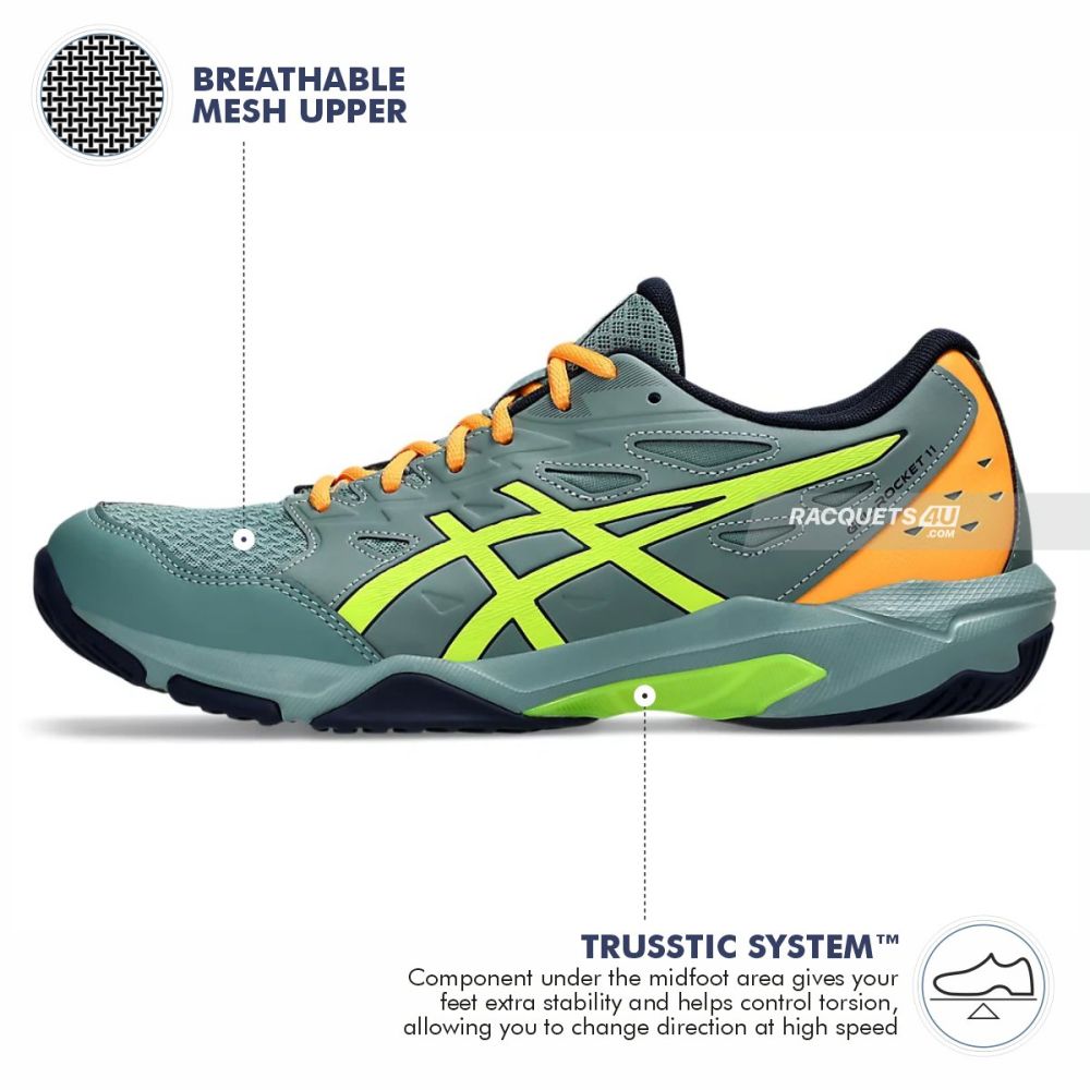 ASICS Gel Rocket 11 Indoor Shoes Celadon Safety Yellow