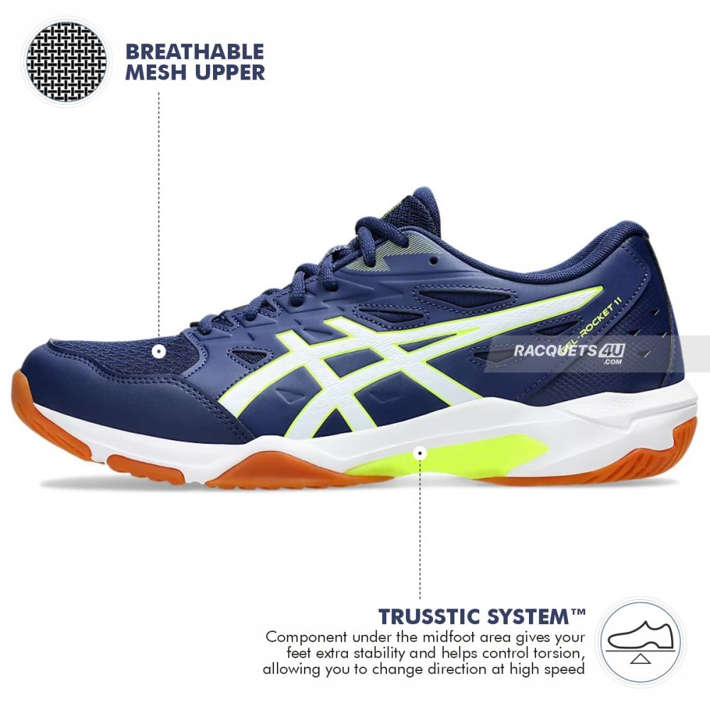ASICS Gel Rocket 11 Indoor Shoes Blue Expanse Safety Yellow