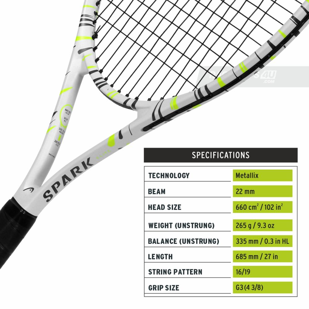 HEAD MX Spark Elite Tennis Racquet (Strung, White) HEAD MX Spark Elite Tennis Racquet (Strung, White)