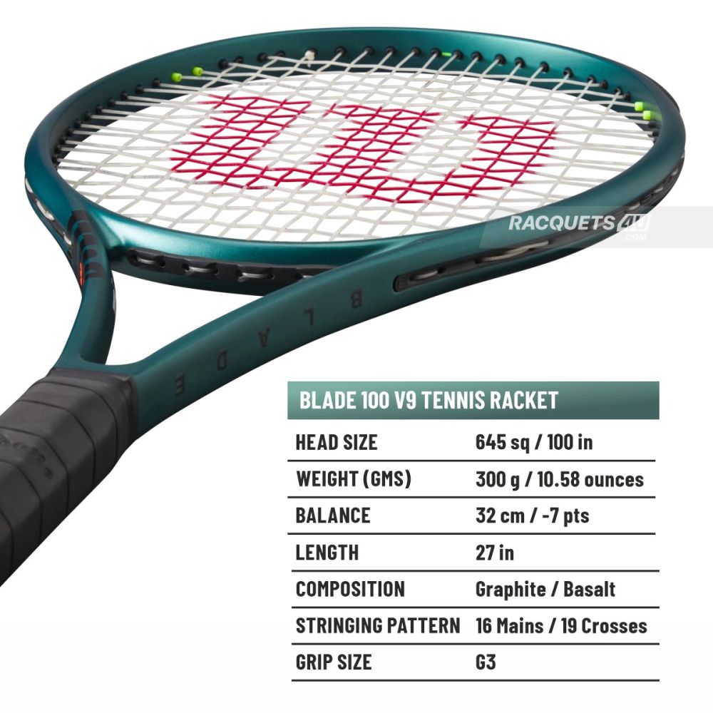 WILSON Blade 100 V9 Tennis Racquet (300 g, Unstrung)