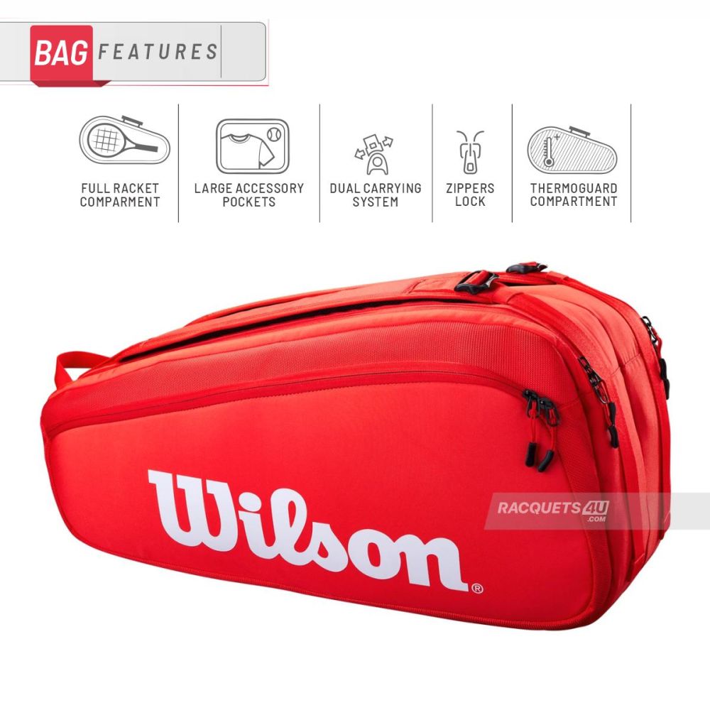 Wilson Super Tour 9 Pack Tennis Kit Bag Red