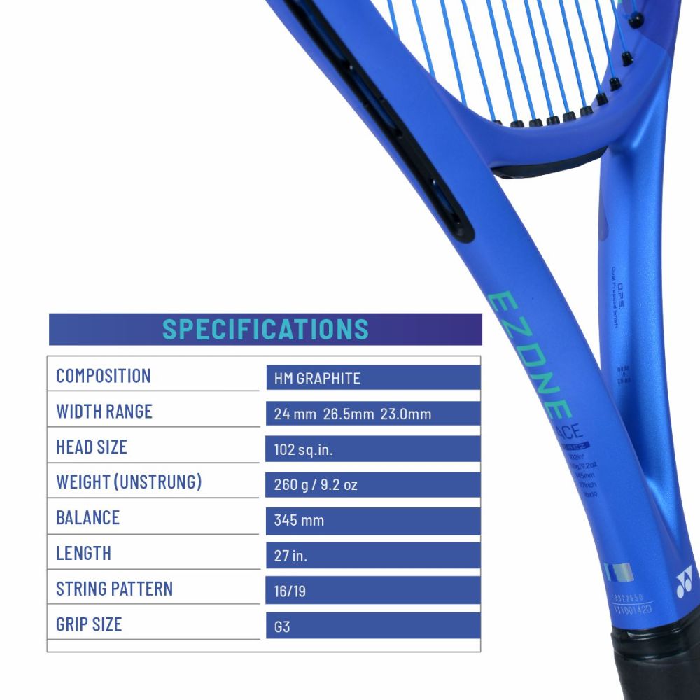 YONEX Ezone Ace Tennis Racquet (Blast Blue, Strung)