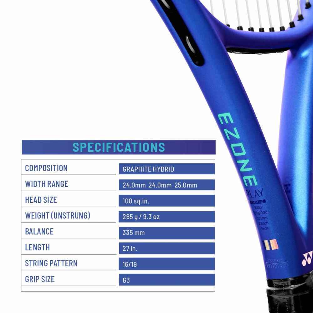 YONEX Ezone Play Tennis Racquet (Blast Blue, 265g Strung)