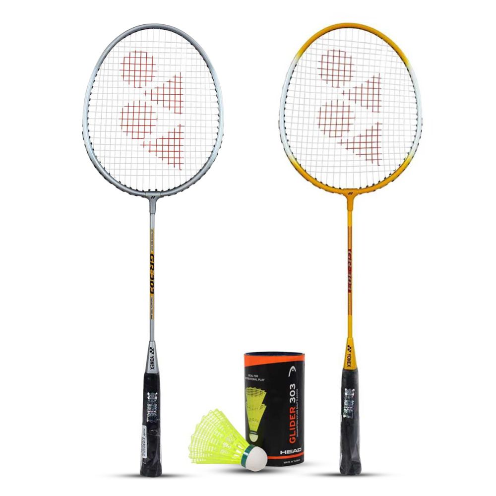 YONEX GR 303 Combo (Pack of 2 Racquets & Free Shuttlecock)