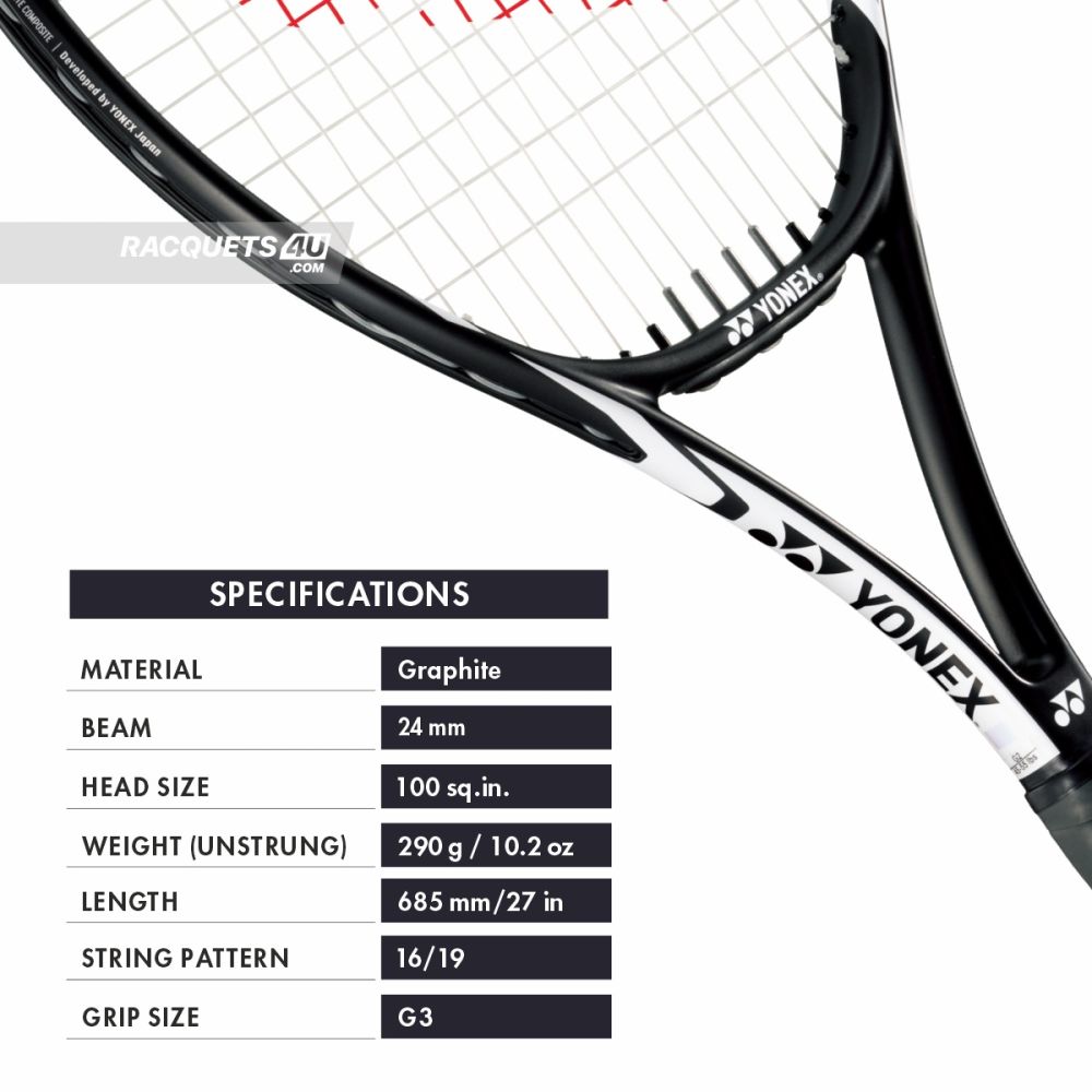 YONEX Smash Team Tennis Racquet (Strung, 290g, Black/White)