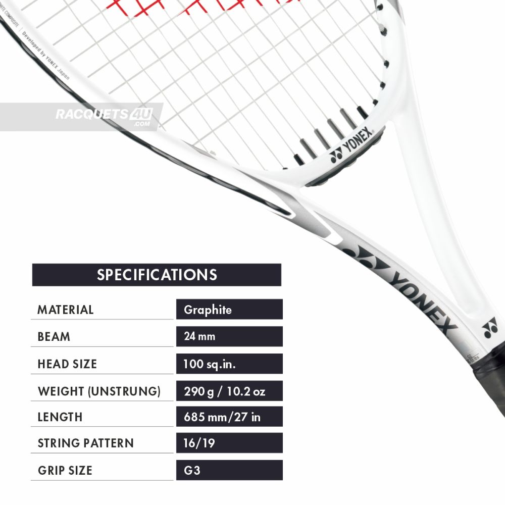 YONEX Smash Team Tennis Racquet (Strung, 290g, White/Silver) YONEX Smash Team Tennis Racquet (Strung, 290g, White/Silver)