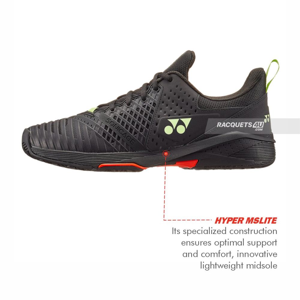 YONEX Sonicage 3 Tennis Shoes (Black/Lime)