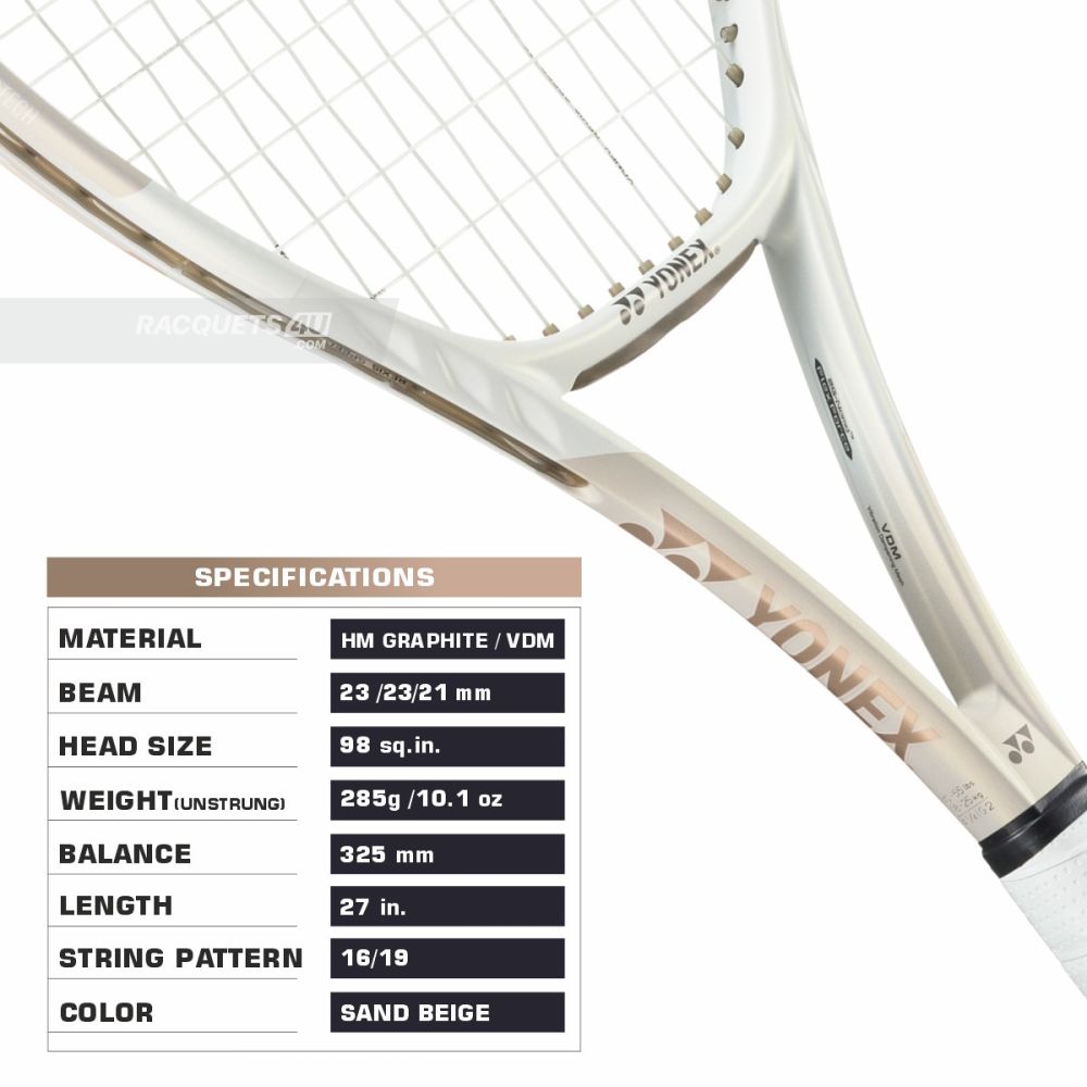 YONEX Vcore 98L Tennis Racquet (Sand Beige, Unstrung)