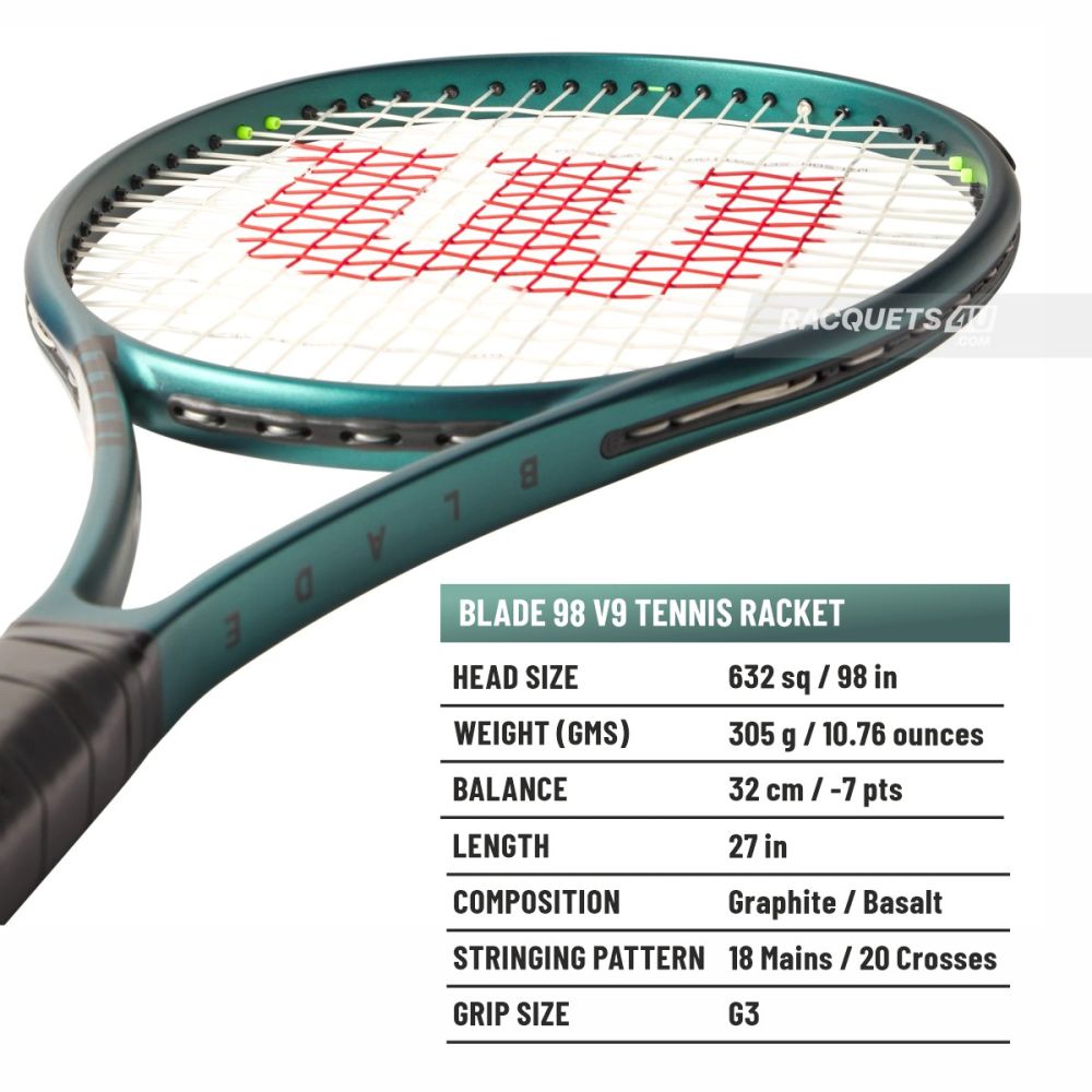 WILSON Blade 98 18x20 V9 Tennis Racquet (305 g, Unstrung)