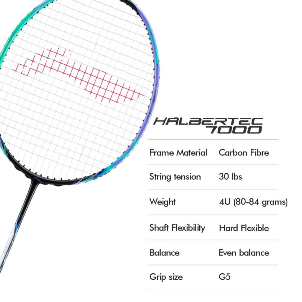 LI-NING Halbertec 7000 Badminton Racquet (Capri Breeze/Twilight