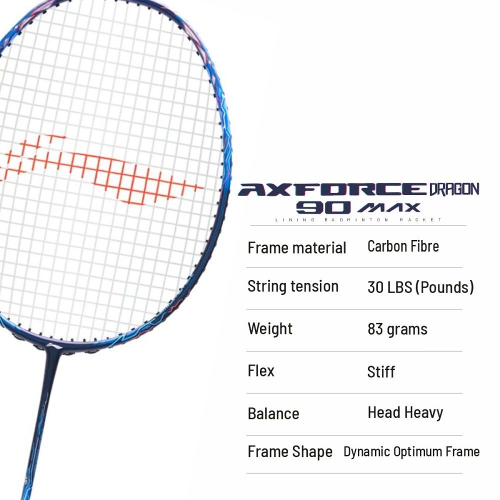 LI-NING AX-FORCE 90 Dragon Max Badminton Racquet (Blue, Unstrung)