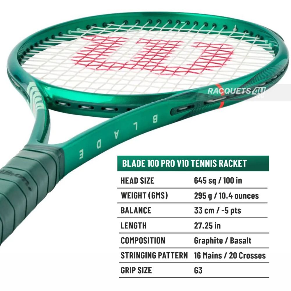 WILSON Blade 100 Pro V10 Tennis Racquet (295 g, Unstrung)