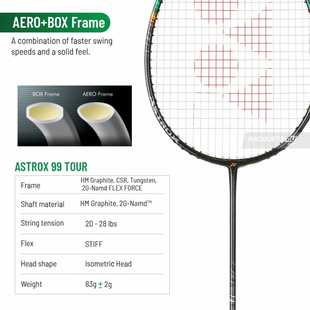 YONEX Astrox 99 Tour Badminton Racquet (Unstrung, Black/Green)