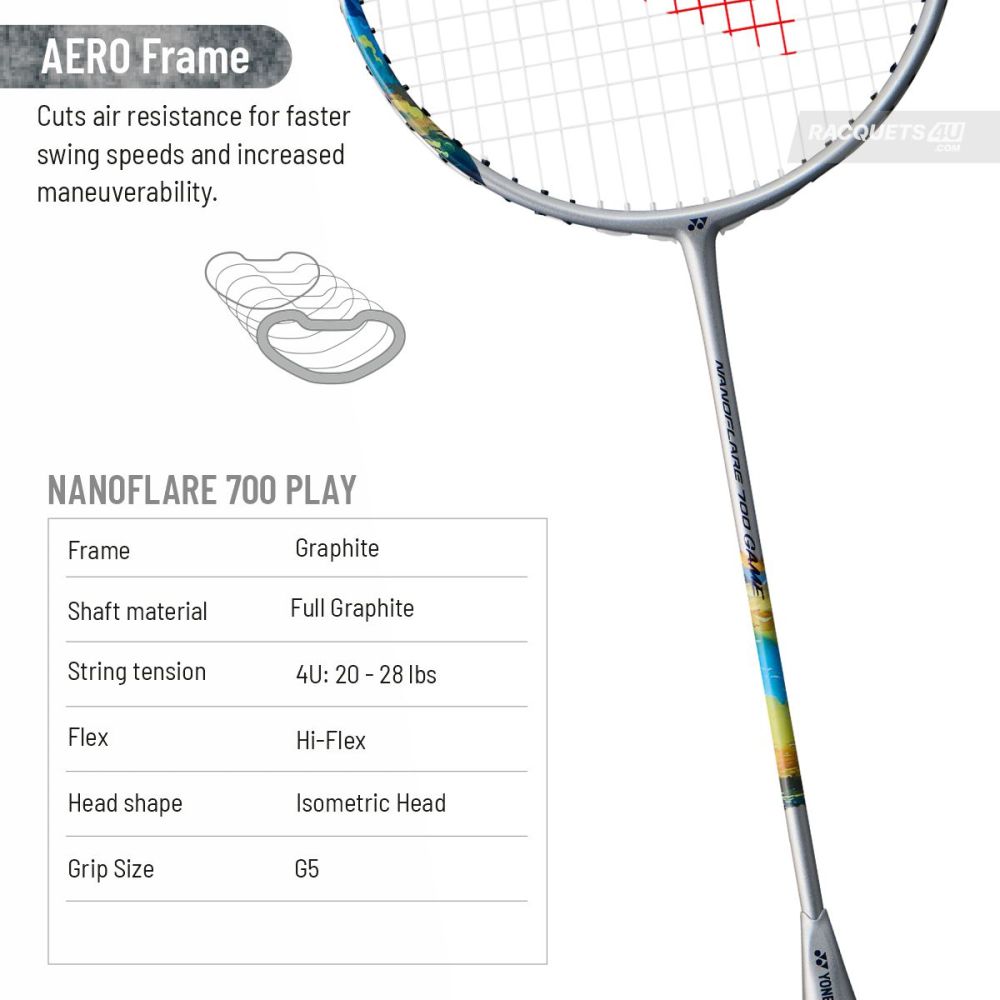 YONEX Nanoflare 700 Game Badminton Racquet (Strung, Silver/Blue)
