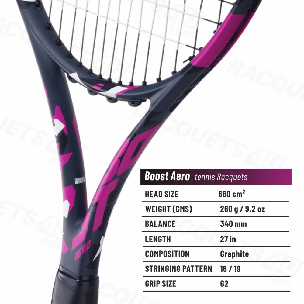 BABOLAT Boost Aero Tennis Racquet (Pink, Strung)