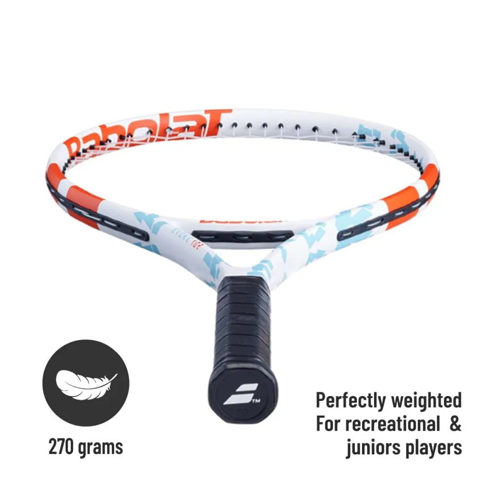 BABOLAT Evoke 102 Tennis Racquet (White/Blue/Orange, Strung)