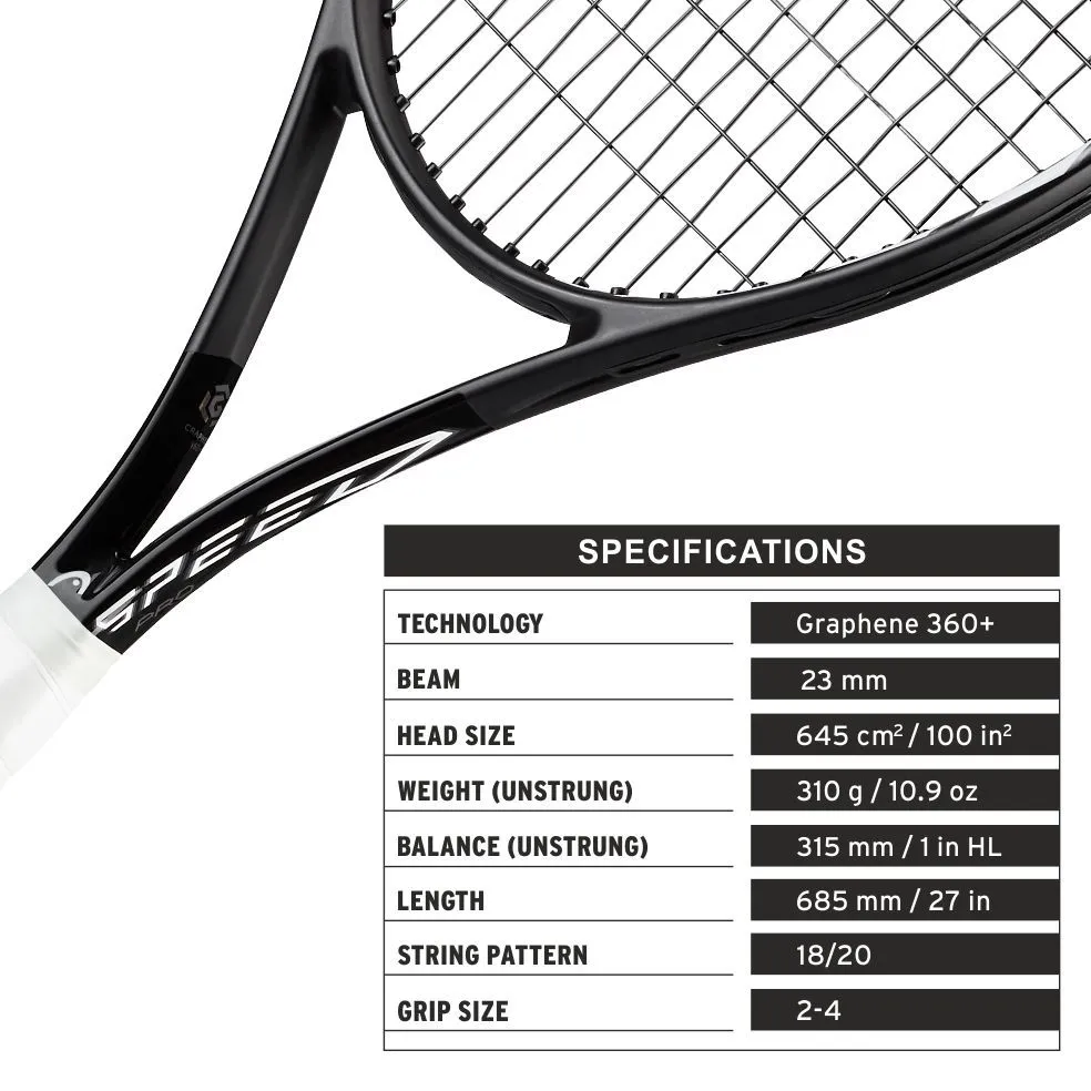 Head Graphene 360+ Speed Pro Black Tennis Racquet (Unstrung)