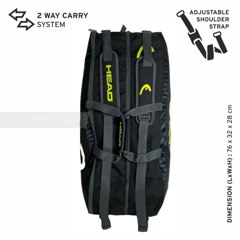 HEAD Base 2023 M Kit Bag Black Neon Yellow