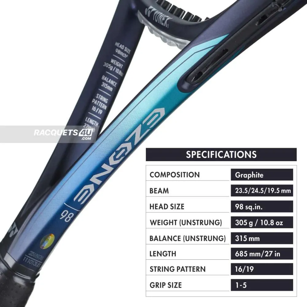 YONEX Ezone 98 Tennis Racquet (Unstrung, 305g, Sky Blue)