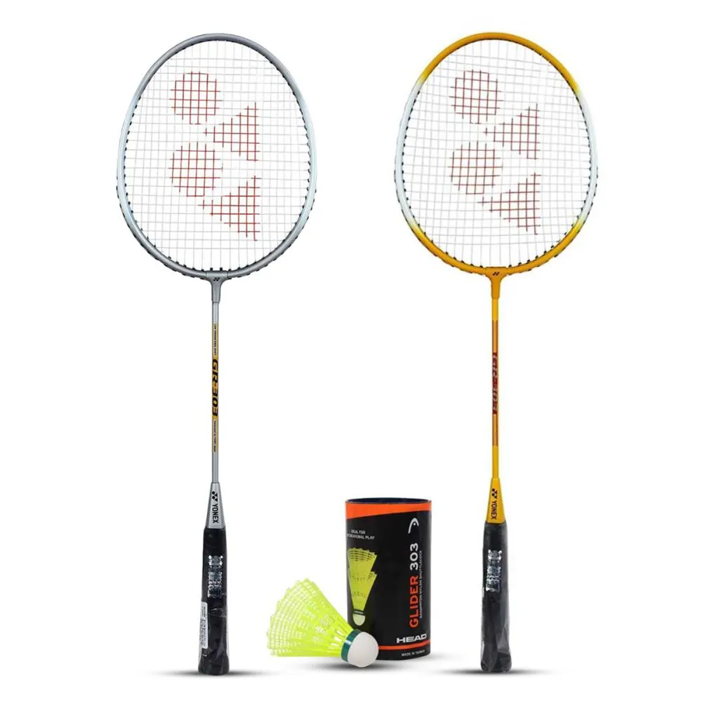 YONEX GR 303 Combo (Pack of 2 Racquets and Free Shuttlecock)