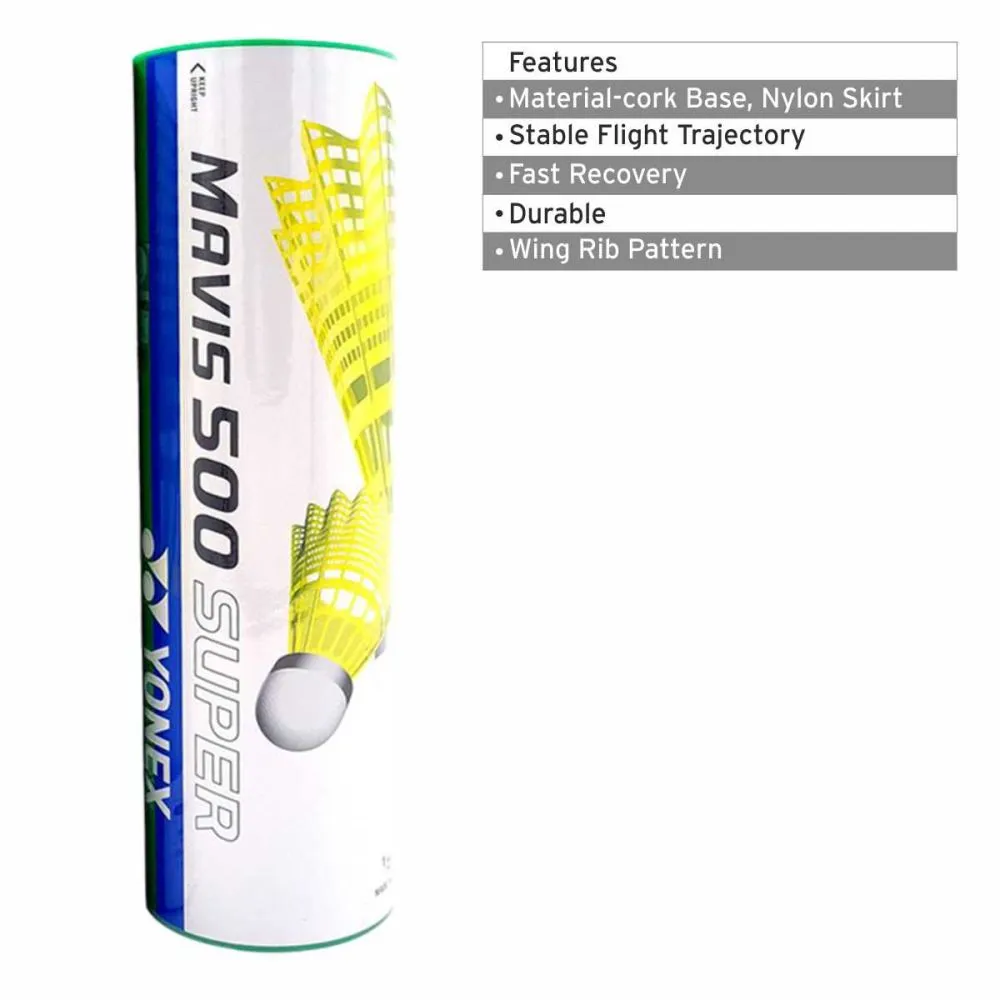 YONEX Mavis 500 Super Badminton Shuttlecock (Yellow)
