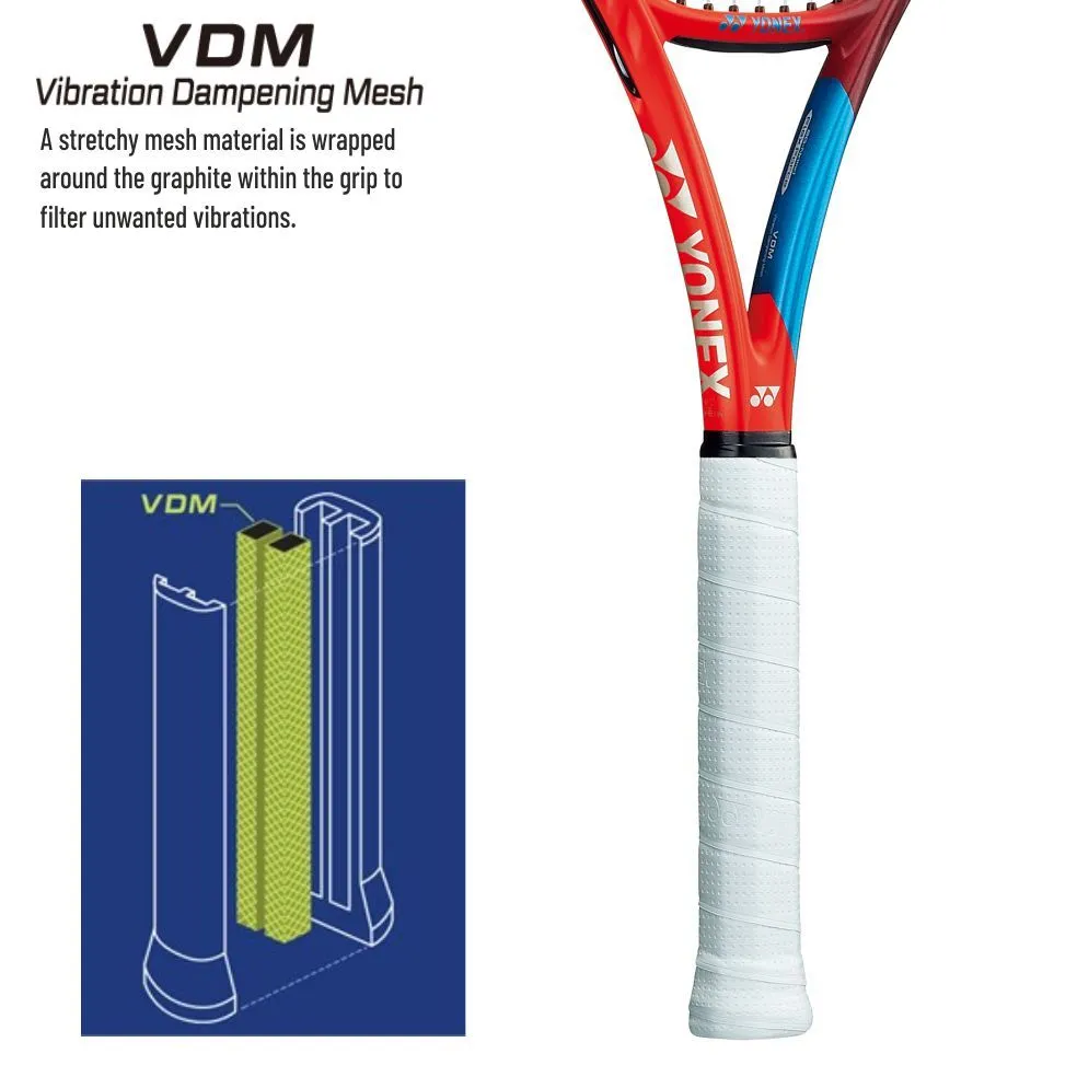YONEX Vcore 100L Tennis Racquet (Unstrung, 280g Tango Red)